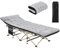 Yaheetech Lit de Camp Pliable avec Matelas Pochette 150 kg Charge Pliant 1 Personne Longueur 191 cm avec Sac de Transport Cadre en Métal pour Extérieur Voyage Pêche Randonnée Maison Jardin Noir/Gris