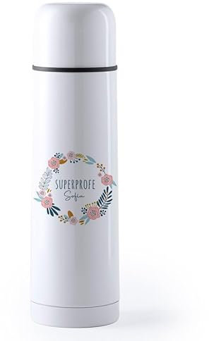 Genérico Termo Café Personalizado Super Profe Nombre Botella Café Acero Inoxidable Doble Capa 500 ml Bebidas Frias y Calientes Regalo Profe Profesora