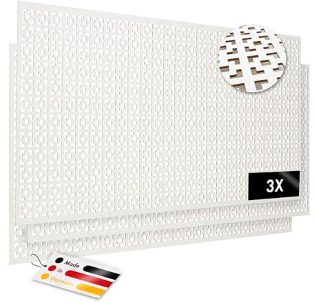PEGBOARD - MALAGA Lochwand 122 x 61 x 0,3 cm MDF weiß lackiert - Hergestellt in Deutschland - Heizkörperverkleidung, Türfüllung, Paravent oder Lüftungsgitter - Dekorative Lochplatte [Dreierpack]