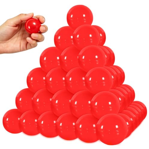 yuejuhe 50 Stück Lotterie Kugeln 3cm, Befüllbare Plastikkugeln (Rot) | Tombola Bälle Öffnen, Bingo Kugeln für Partygeschenke Gewinnspiele, Festliche Spiele, DIY Überraschungen und Dekoration