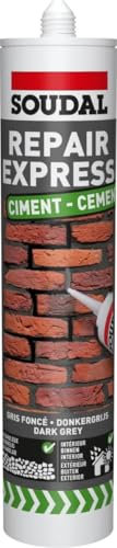 Soudal Repair Express Cement Acrylic Sealant Cartridge Tube Joint Gap and Crack 290ml DIY Masonry Concrete Masonry Concrete Stairs (Grey)