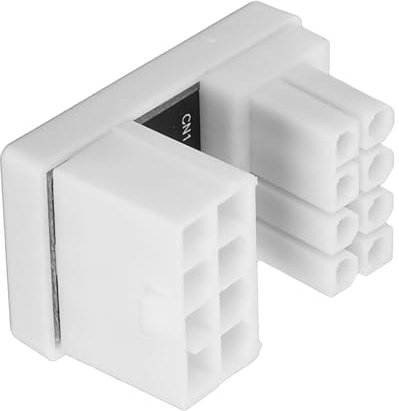 Naroote 8-poliger Stecker, PCIe-90-Grad-Adapter, RVS-Typ, ABS-Gehäuse, Grafikkarten-Stromanschluss, GPU, PCIe-Anschluss, 8-polig, Buchse auf Stecker, 180-Grad-Winkel für Desktop (WHITE)