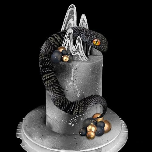 Roaring Good Time Fantasy Schlange Kuchendekoration Wizard Cake Topper Schwarz Gold Balls Kuchen für Geburtstag Fantasy Fan Party Supplies