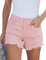 Roskiky Jean pour femme, taille haute, stretch, en denim, déchiré, ourlet rayé, pour l'été, décontracté, Rose bonbon, XL