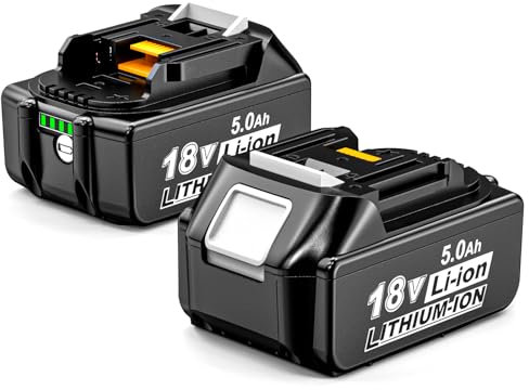 2 batterie agli ioni di litio da 5000 mAh per Makita 18 V – LiVOWALNY con indicatore LED, compatibili con utensili elettrici e caricabatterie Makita