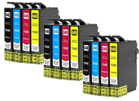 MTGUIWF Südostasien-kompatibler Tintenpatronensatz Kompatibel mit XP-2101 XP-4101 WF-2831 WF-2851 T04E1 T04E1(SW)(SEA-3set 12pcs)