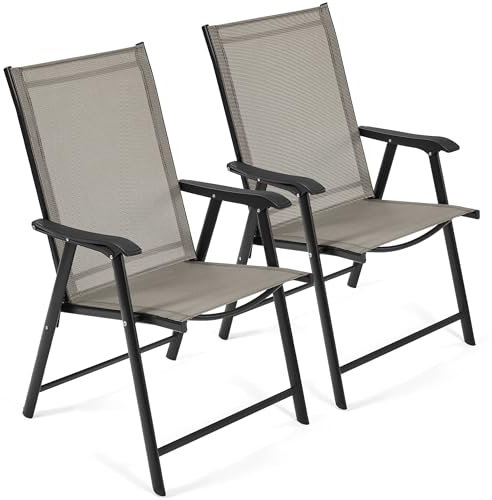 Yaheetech 2er Set Gartenstühle, Hochlehner Klappstühle Terrassenstühle mit Rückenlehne & Armlehnen, Klappbare Outdoor-Stühle Essstühle bis 150 kg Belastbar Braun