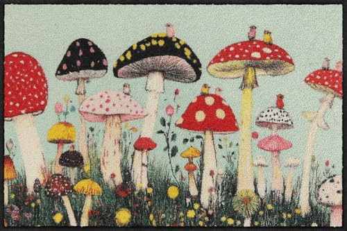 Salonloewe Fussmatte Fantasy Mushrooms I Schmutzfangmatte & Fußabtreter für Innen 50 x 75 cm