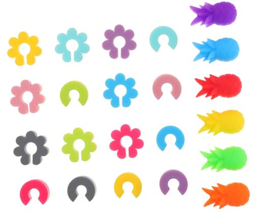 PRETYZOOM 3 Juegos Marcadores De Copa De Vino De Silicona Toppers De Vino Copas De Vino Tinto Etiquetas De Vino Para Fiesta Etiquetas De Bebida De Vino Gel De Sílice 22 Piezas * 3