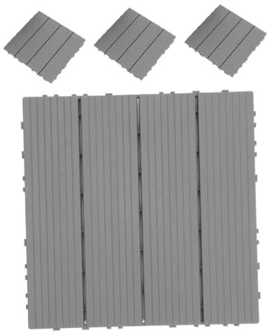 DIYEAH 4 Pezzi pavimento esterno pavimento patio pavimento ad incastro finta tegola piastrella per in plastica piastrelle del ponte ad incastro pp Grey