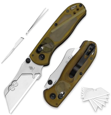 Kizer Drop Bear (Doppelschraubenversion) EDC Cuttermesser Klappmesser | EDC-Taschenmesser mit 10 Rasierklingen, Universalmesser mit Kupplungssperre und Taschenclip für Männer und Frauen V3619JA4