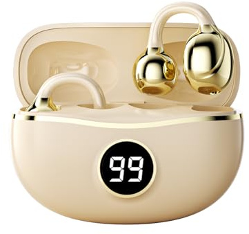 Ziyan Bluetooth 5.4 Kopfhörer, In Ear Kopfhörer Kabellos, 40 Std Spielzeit HiFi Stereo, USB-C kabellose Kopfhörer IP7 Wasserdicht für Arbeit und Studium, LED-Anzeige (Apriksfarbe)