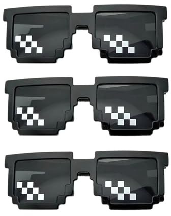 Gleemix 3 Stück Pixel Mosaik Brille, Coole Sachen Für Unisex, 5 Euro Artikel Gaming Gadgets, Lustige Cool Sonnenbrille, Gaming Sachen Trend, Für Mario Party Foto Requisiten Unisex Teenager Geschenk