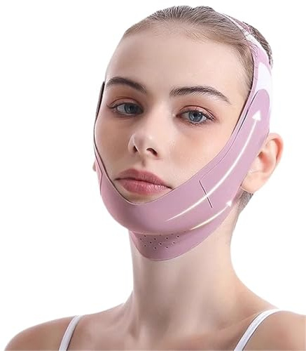 Doppelkinn Maske V-Lift-Gesichtsmaske mit atmungsaktivem Stoff, formendem Gesichtsband und wiederverwendbarem Gesichtslifting-Band(Purple)