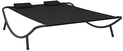 Mokuyary Chaise longue en tissu noir pour jardin, balcon, terrasse, camping, plage, piscine