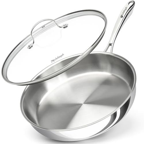 MICHELANGELO Fully Clad Tri-Ply Stainless Steel 12 Inch Frying Pan with Lid