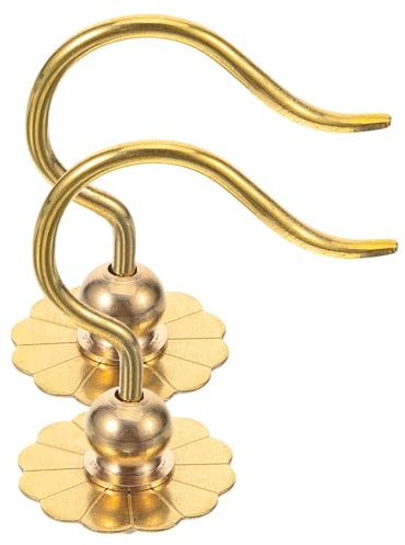 Amosfun Gancho para Colgar Jaulas de Pájaros de Latón Dorado, Diseño Compacto y Portátil, 2 Piezas para Accesorios de Jaulas en Oficina o Exteriores