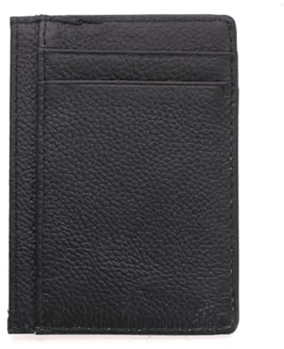 AMUSLESUR Multi Slot Kartenetui aus Leder in Schwarz mit Münzfach | Einfarbiges Design, Kompakt Tragbar, für Alltag und Einkauf, Schützt Karten und Bewahrt Belege Ordentlich