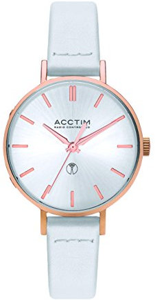 Acctim 60512 Bonny Dual Band Radio Controlled Watch in Rose Gold on White Leather