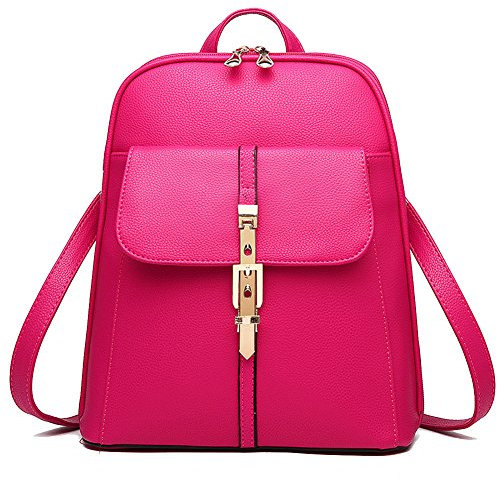 Donne Zaino in Pelle PU Retro Spalla Sacchetto di Scuola Zainetto Zaino di Viaggio Rosa