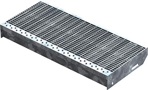 Fenau | Escalón de rejilla (R11) XSL - Dimensiones: 600 x 270 mm - MW: 30 mm / 10 mm - galvanizado en caliente, Escalón de acero según norma DIN, Antideslizante