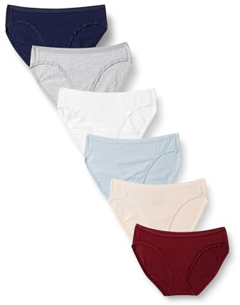 Amazon Essentials Women's Standard Cotton Stretch Bikini Panty, 6-Pack Underwear, -warm/cool assorted, M