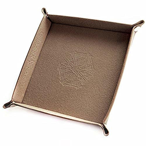Wiz Dice Collapsible Bicast Leather & Felt Folding Dice Holder Rolling Tray with Snaps for DnD, Tabletop Games, & Storage