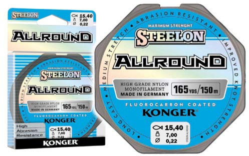 Konger Filo da pesca Allround in fluorocarbonio, bobina da 150 m, monofile (0,22 mm/7,00 kg)