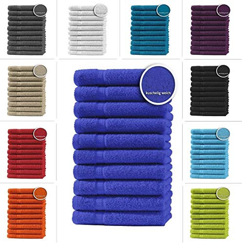 one-home 10er Set Gästetücher Handtücher Duschtücher Badetücher Frottee 100% Baumwolle, Präzise Farbe:Royal/Blau, Produktart:Handtücher 50x100 cm