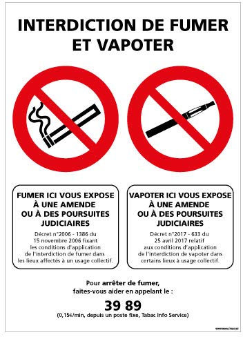 Panneau - Interdiction De Fumer Et Vapoter - Plastique Rigide PVC 1,5 mm - Dimensions 150 x 210 mm - Protection Anti-UV
