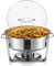 KooK Chafing Dish for Buffet Set, Catering Food Warmers, Round Chafing Dishes, 4.5 Qt, Silver, Fuel, Stainless Steel