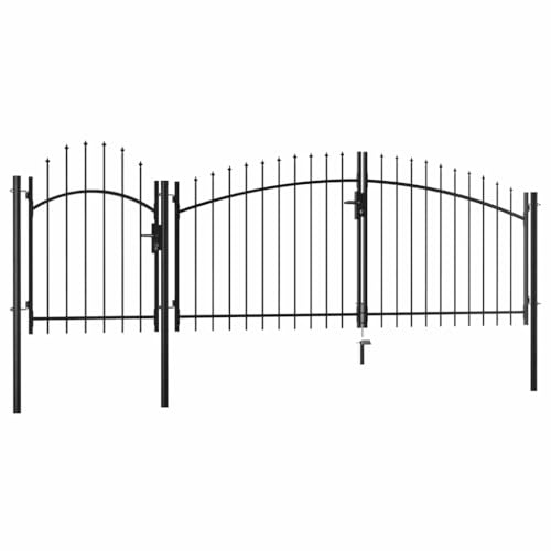 vidaXL Gartentor Woerden Metalltor Hoftor Zauntor Gartenpforte Gartentür Zauntür Gartenzaun Tor Pforte Einfahrtstor Hoftür Stahl 1x4m Schwarz