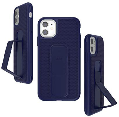 CLCKR Compatible with iPhone 11 Case with Phone Grip and Expanding Stand, iPhone 11 Cover with Phone Grip Holder - Perforated Blue