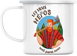 Mug en Métal Emaillé Les Vrais Héros - Bûcheron Métier Forêt