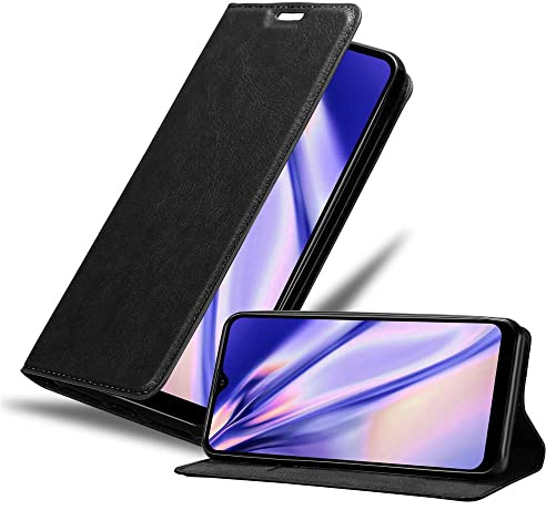 Cadorabo Hülle kompatibel mit Samsung Galaxy A10s / M01s aus Kunst Leder Flip Klappbare Stoßfeste Magnetische [Standfunktion] [Kartenfächern] Cover Hülle für Galaxy A10s / M01s Tasche in Schwarz