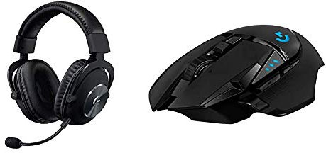 Logitech G G Pro X Over Ear Gaming Headset, Black & Logitech G G502 Hero Lightspeed 11-Button Gaming Mouse, Black