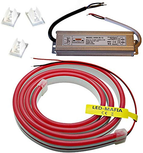 12V / 230V (Netzteil) LED Streifen Stripe Licht Unterbankbeleuchtung Saunabeleuchtung Saunalampe (rot, 5m - 15,99€/m)