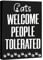 CRASPIRE Cat Plaque, Welcome People Tolerated Sign Rectangle Wooden Hanging Black Plaque 1.6cm Thick Wall Campervan Tent Sign Decor Gift (20×13cm/7.8×5.1inch)