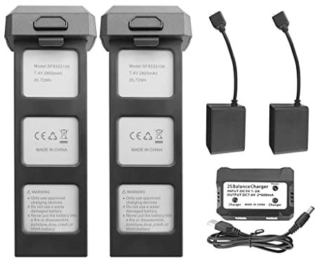 2PCS 7.4V 2800mAh Lithium Battery with 2 in 1 Charger for HS720 HS720E Brushless Motor Quadcopter Parts Aerial Photography RC Drone Battery