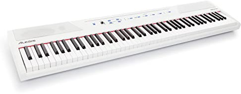 Alesis Recital White + pedal de sostenido ASP-1 MKII - Teclado de Piano Digital Eléctrico con 88 Teclas Semipesadas de Tamaño Completo, color blanco con pedal de sostenido