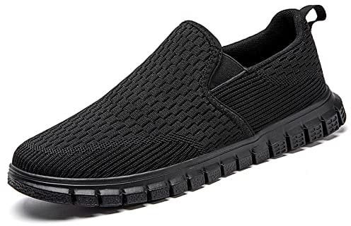 Oltyutc Mens Trainers Casual Loafers Sneakers Walking Gym Sneakers Slip On Athletic Breathable Comfortable Running Shoes Black Size 7