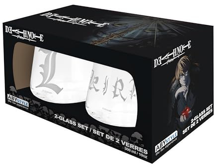 Death Note Kira & L Unisex Glas-Set durchsichtig Glas Anime, Fan-Merch, TV-Serien