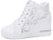 Scarpe da ginnastica con tacco alto, traspiranti, comode, casual, da trekking, con zeppa, da donna, in rete, 37-40, bianco, 39 EU
