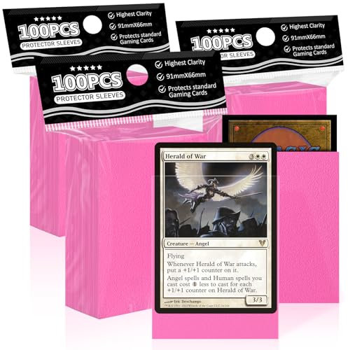 Pinke Kartenhüllen für MTG, 300 Stück Standard Kartenhüllen für Trading Card Sportkarten Baseballkarten TCG Yugioh Magic(66x91mm), erschwinglich, stabil und gut mischbar