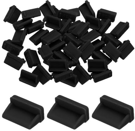 sourcing map 50pcs USB Type A Port Plugs Covers Caps Silicone Anti Dust Protector for USB Female End, Black