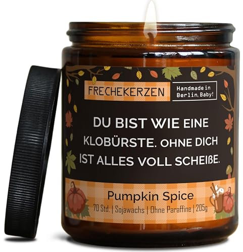 Lustige Duftkerze mit Spruch für Beste FreundIn | Handgemacht aus Sojawachs | In Geschenkbox | Nachhaltiges Geschenk Freundschaft Freundin Freund Partner Schwester BFF |Pumpkin Spice