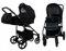 BabyLux® Bambimo Kinderwagen Set 2 in 1 - Air - Onyx - incl. Babywanne, Buggy Sportsitz - Kinderwagenset - Kombikinderwagen mit Wickeltasche, Regenschutz, Moskitonetz, Cupholder usw.