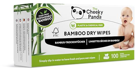 The Cheeky Panda Dry Wipes | Pack of 100 Bamboo Dry Wipes For Adults Personal Care & Babies | Super Soft and Strong