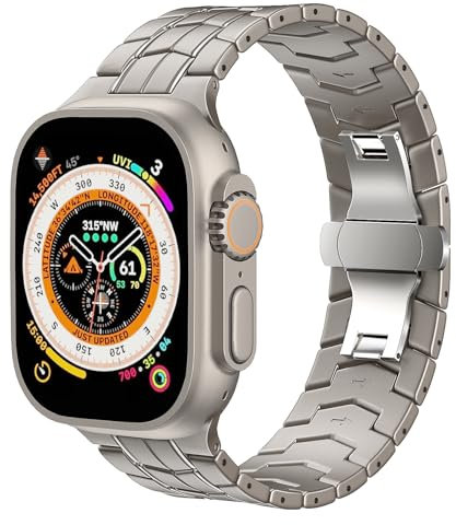 TiMOVO Titan Armband Kompatibel mit Apple Watch Band 49/46/45/44/42mm,Abnehmbares Titan Metall Ersatz Armband Uhrenarmband mit Faltschließe für iWatch Ultra2 Ultra SE Series 10 9 8 7 6 5 4 3 2 1