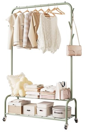 Ergocar Kleiderständer, Freistehender Kleiderbügel aus Metall, Kleiderstange mit Unterem Gestell, Multifunktional Schlafzimmer Kleiderständer, für Kleidung, Taschen, Hüte, Schuhe